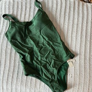 Aerie Green One Piece Swimsuit with Scoop Neckline